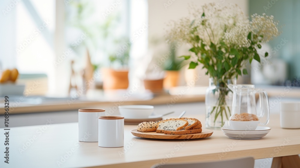 Breakfast on the table in the kitchen. Breakfast on the table in the kitchen.