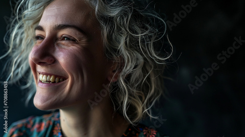 Happy artist in half-body portrait isolated background, AI Generated © Shining Pro
