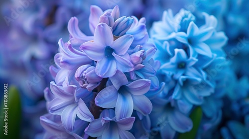 This is a close-up image of a cluster of blue hyacinth flowers © People