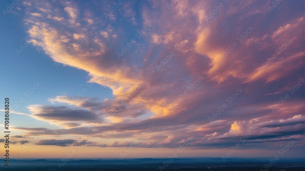 A Captivating Sky Photo Featuring Evening Colors in Late Afternoon. With Hues Resembling Midday but Infused with a Subtle, Warm Undertone, Witness Nature's Tranquil Transition.