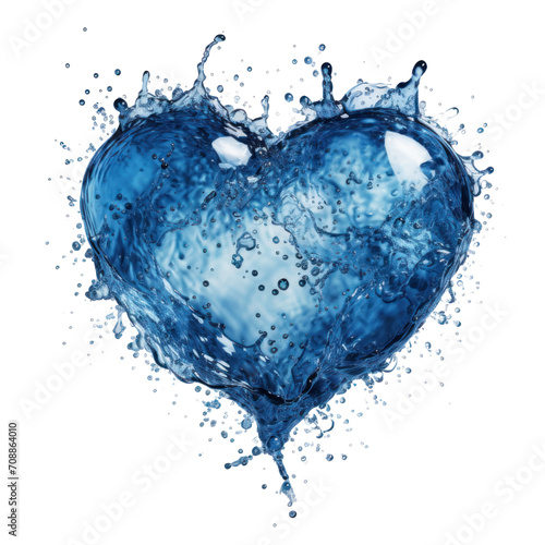 Blue heart shape made from liquid for Valentine's Day and Mother's Day