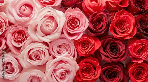 red and pink roses background banner for Valentine's Day #708864489