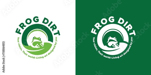  frog patch at circle and leaf logo design inspiration