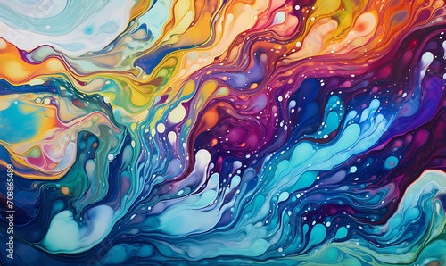 A vibrant, fluid art pattern with swirling colors merging into one another. Generative Ai