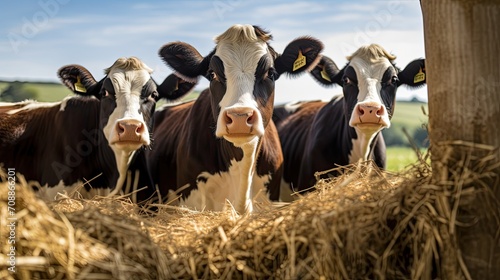 Herd of Cows in a rural barn environment. Farm. Rural farm life.