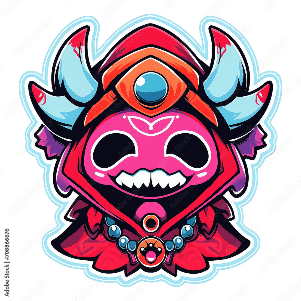 Fototapeta premium Epic warrior game character with mask and horn