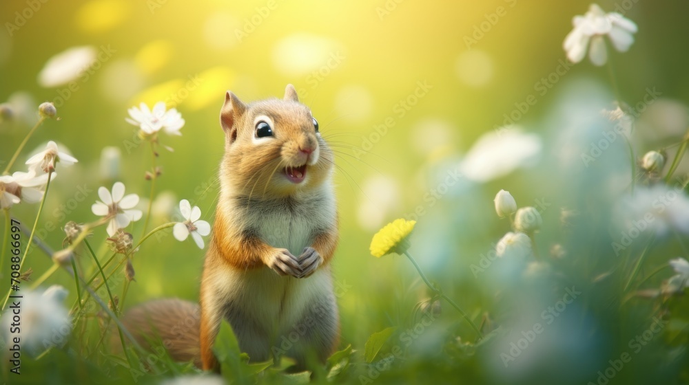 Portrait of happy chipmunk rejoice with spring. Portrait of happy chipmunk rejoice with spring.