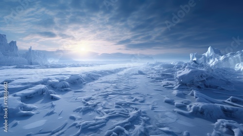 arctic desert landscape during cold climate, tundra nature