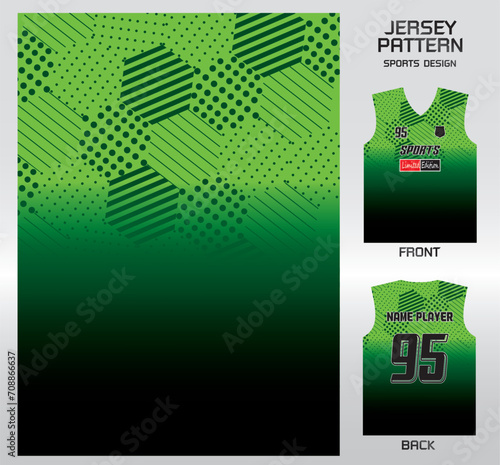 Pattern vector sports shirt background image.hexagonal dice in green curtain pattern design, illustration, textile background for sports t-shirt, football jersey shirt.eps