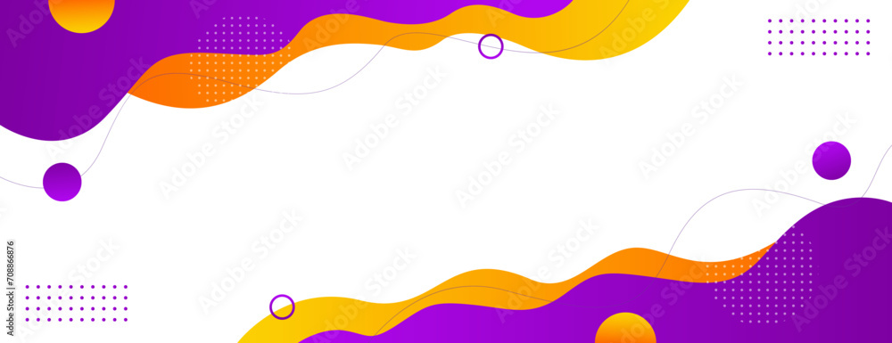Abstract banner background with fluid shapes in purple and orange color. Vector illustration. Suitable for businesses selling, events, templates, pages, and others
