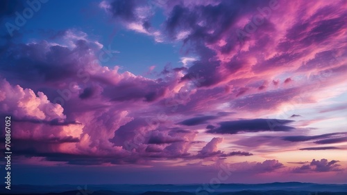 A Captivating Sky Photo Capturing Night Colors During Twilight. As Day Transforms into Night, Experience the Harmonious Blend of Deep Blue, Violet, and Pink Hues.