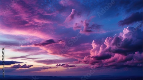 A Captivating Sky Photo Capturing Night Colors During Twilight. As Day Transforms into Night, Experience the Harmonious Blend of Deep Blue, Violet, and Pink Hues. © Hashen
