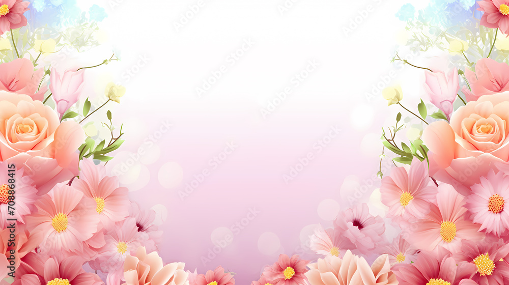 Empty floral frame with copy space for greeting card or invitation design