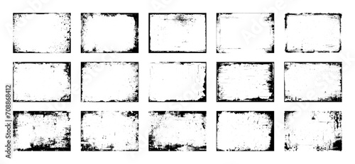 Set of frame different distressed black texture. Distress overlay vector textures. Set of dotted abstract frame. Distressed overlay texture. photo