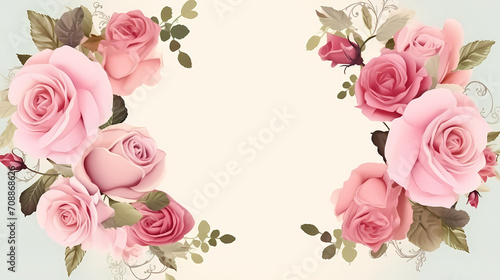 Empty floral frame with copy space for greeting card or invitation design