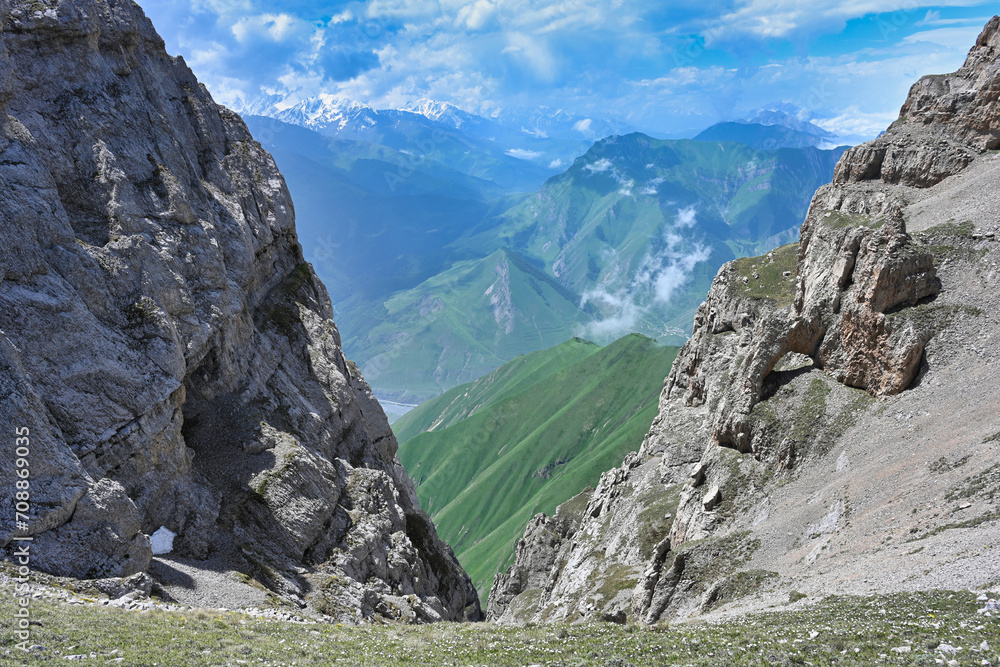 Obraz premium Steep slopes of Mount Myat-Loam, Ingushetia Republic of Russia