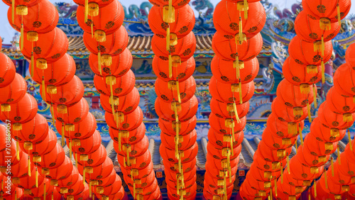 Photography The red lanterns decorated in chinese new year festival at chinatown area