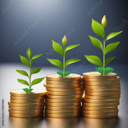 seedlings are growing on the coins stack compared to the year 2023 2024