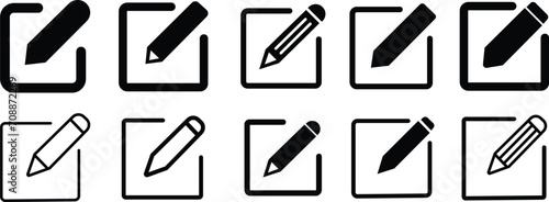 Set of Notepad edit documents with pencil icons. Business concept note edit pictogram isolated on transparent background. Pencil icons. sign up vectors illustrations. editing text file documents.