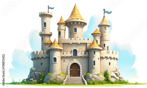 Castle kingdom concept fantasy rpg game 3d render isolated white background AI Image generative