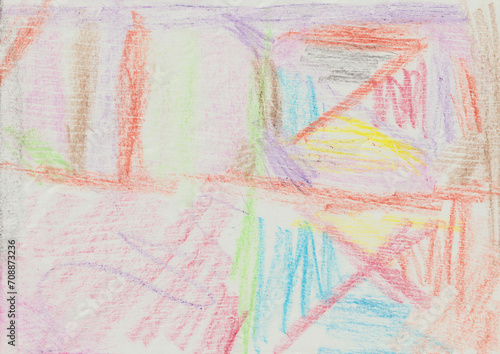 画用紙に描いた色鉛筆のカラフルな背景
