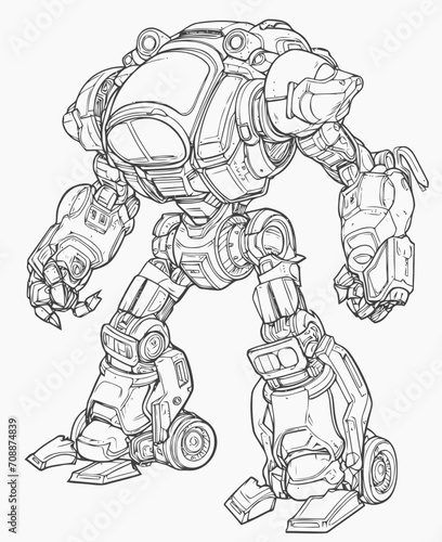 Mecha illustrations. Coloring book pages