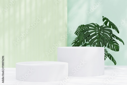 Cosmetic pastel podium and background for product presentation, for magazine. white bg - 3d rendering -.