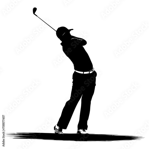 Silhouette golf player full body black color only