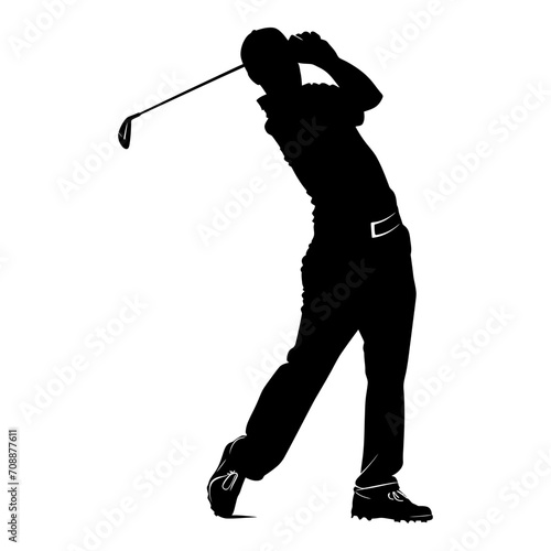 Silhouette golf player full body black color only