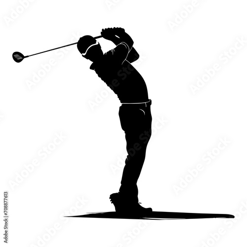 Silhouette golf player full body black color only