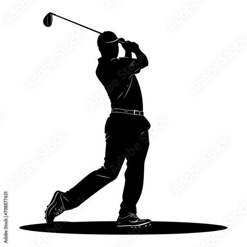 Silhouette golf player full body black color only