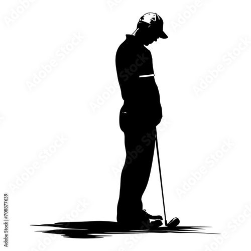 Silhouette golf player full body black color only