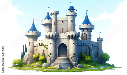 Foto Castle kingdom concept fantasy rpg game 3d render isolated white background AI I