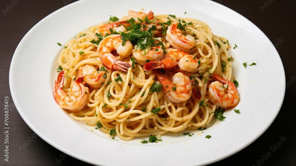 Spaghetti with shrimp and garlic 