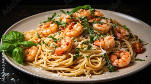 Spaghetti with shrimp and garlic 