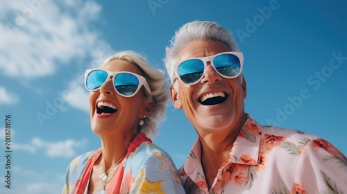 Happy retired couple laughing together in the sun © Adobe Contributor