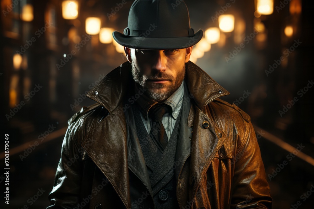 Photo Realistic of a Gentleman in a Classic Trench Coat and Leather Gloves, Generative AI