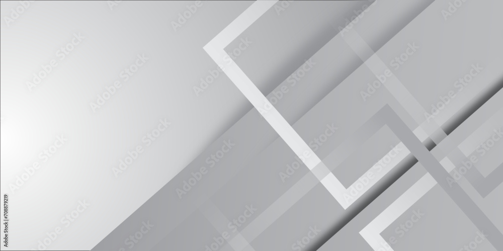 Fototapeta premium Abstract grey square line background. Abstract grey and white geometric shape overlap layers on background. Modern grey vector abstract graphic design Banner Pattern background web template.