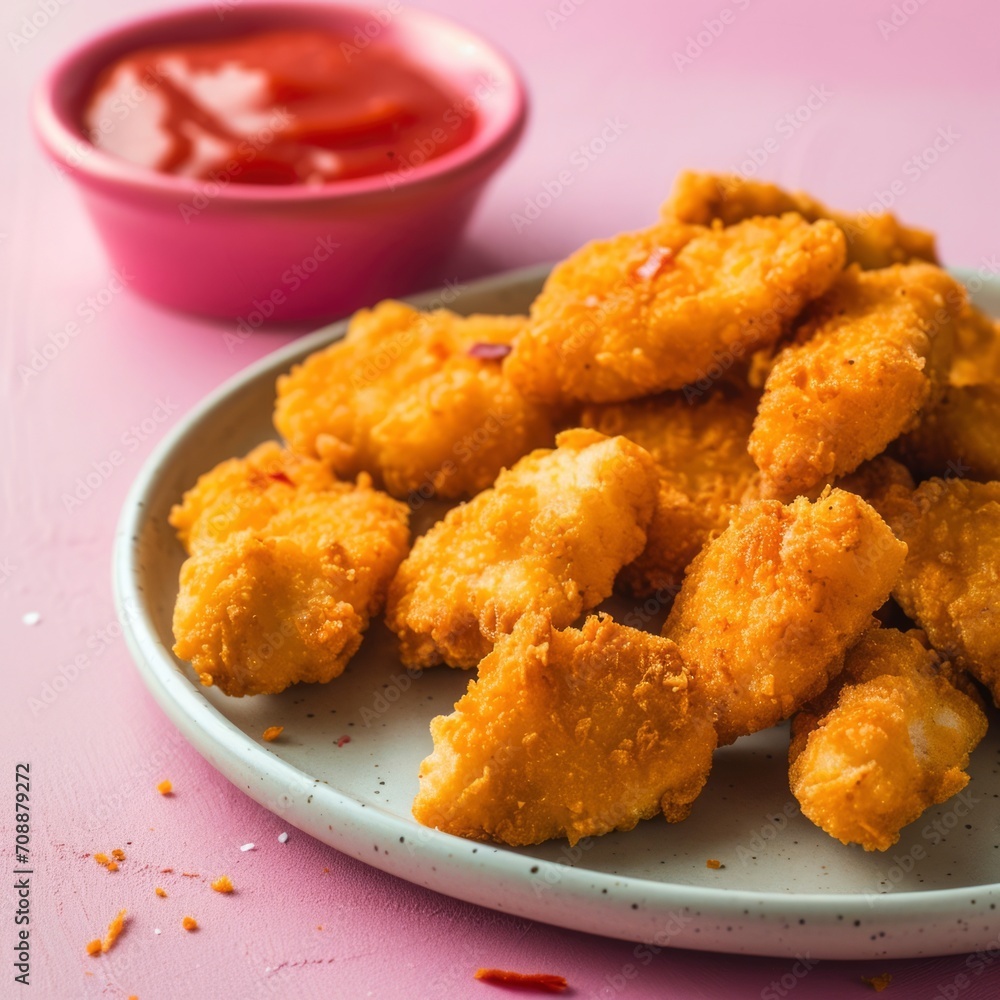 Photo a plate of delicious chicken nuggets Photo a plate of delicious chicken nuggets