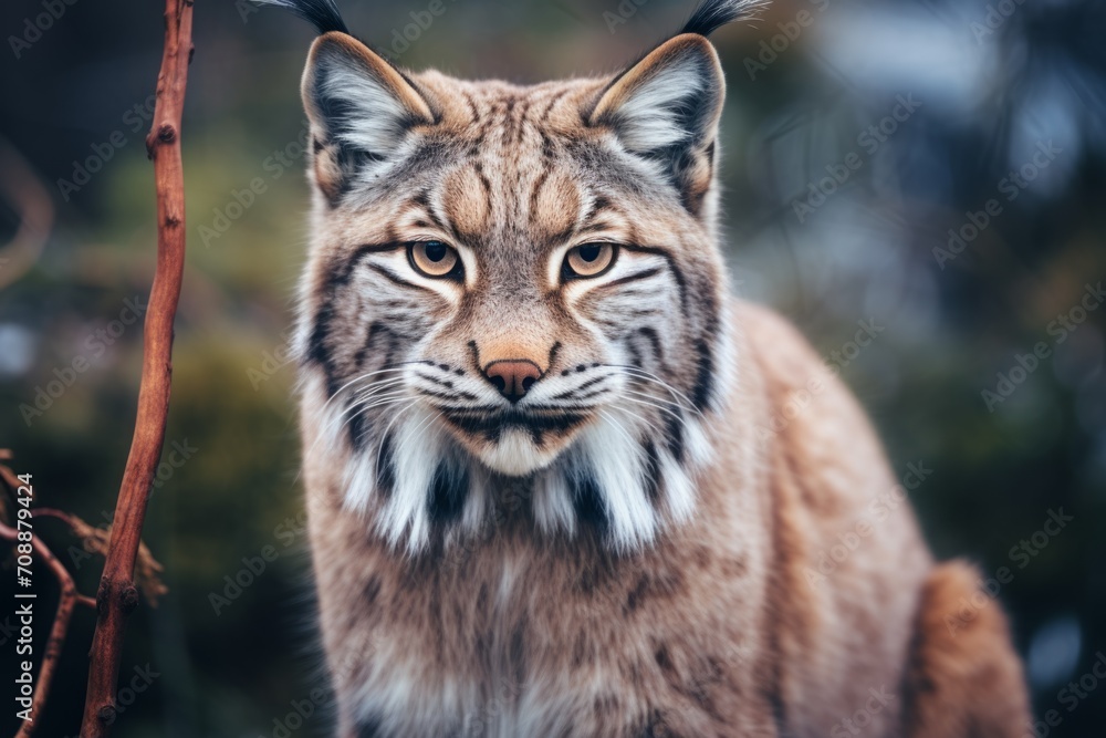 lynx in its natural habitat. portrait of a large cat, an animal of the feline family. lynx in its natural habitat. portrait of a large cat, an animal of the feline family.