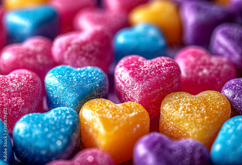 Colorful heart shaped hard candy, valentine's day, generative ai Colorful heart shaped hard candy, valentine's day, generative ai