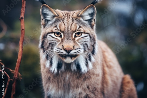 lynx in its natural habitat. portrait of a large cat  an animal of the feline family.