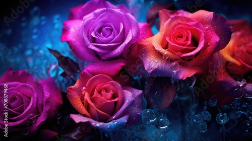 vibrant liquid roses background illustration colorful bloom, beauty romantic, delicate soft vibrant liquid roses background