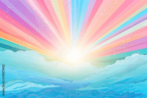 Glitter pastel colors sparkling light rays bokeh festive elegant abstract background.