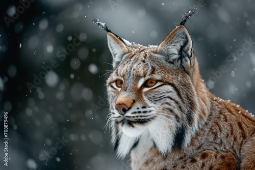 lynx in its natural habitat. portrait of a large cat, an animal of the feline family.