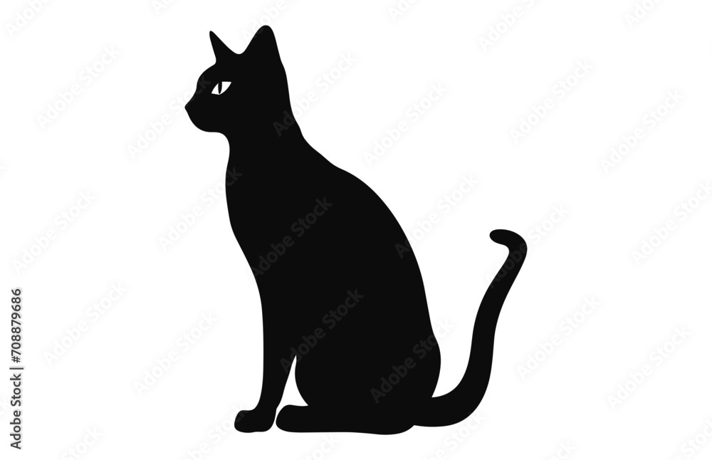 Egyptian Cat Silhouette black Vector isolated on a white background