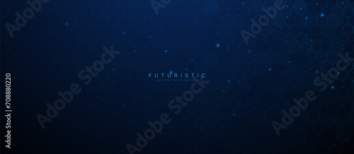 Abstract blue technology with hexagon circuit pattern background. Vector banner