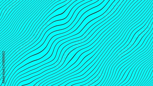 Vibrant light blue background with thin wavy lines, simple design, flat style.