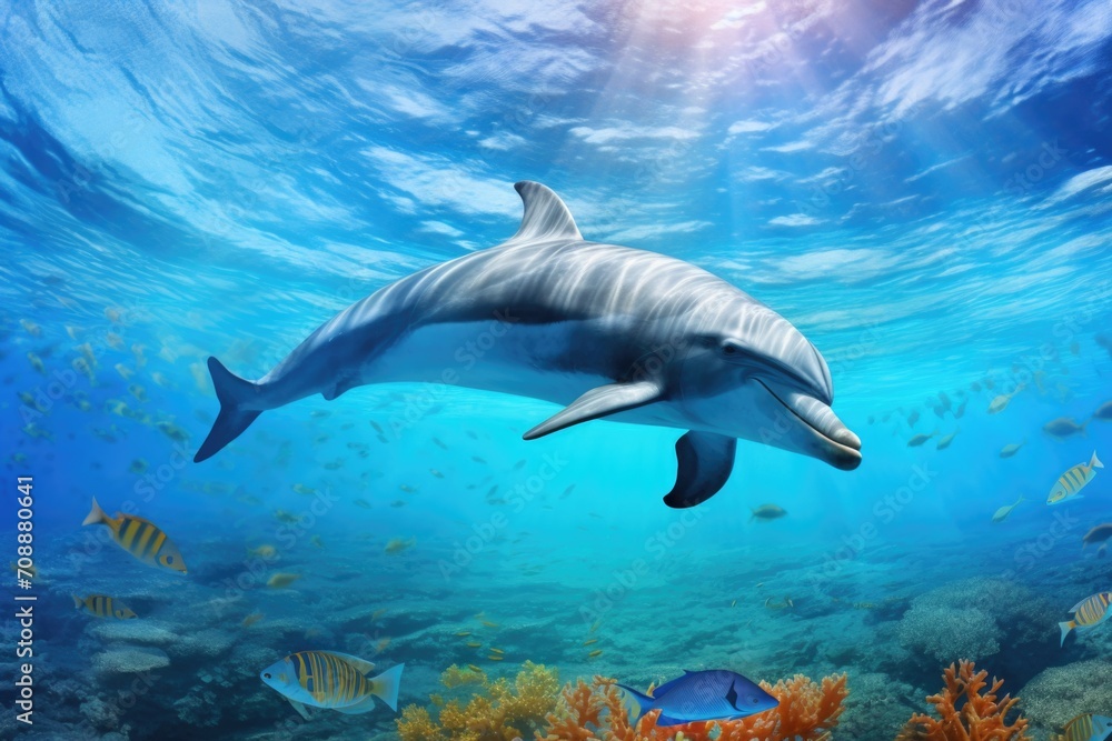 Naklejka premium fish in aquarium dolphins