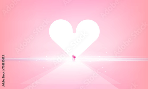 Abstract open Key Door Light of valentine's day neon heart business Hitech communication concept innovation background, vector design, romance